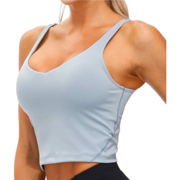 THE GYM PEOPLE Womens' Sports Bra Longline Wirefree Padded with Medium Support - Picture 2 of 7
